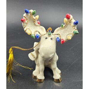 Lenox Moose Merriment Ornament 2002 Annual Moose Ivory China Accented W/ 24K Gol